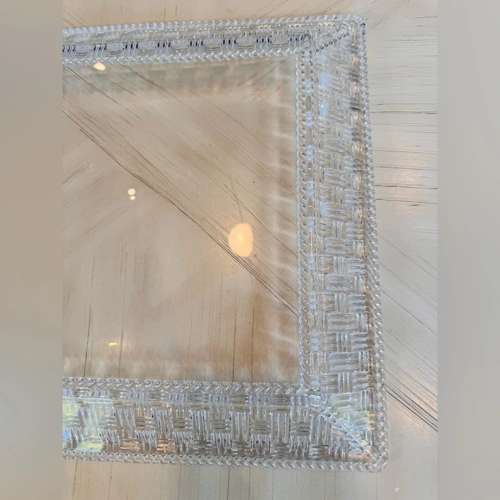 Tiffany & Co. Woven Collection Crystal Square Platter Tray 12”